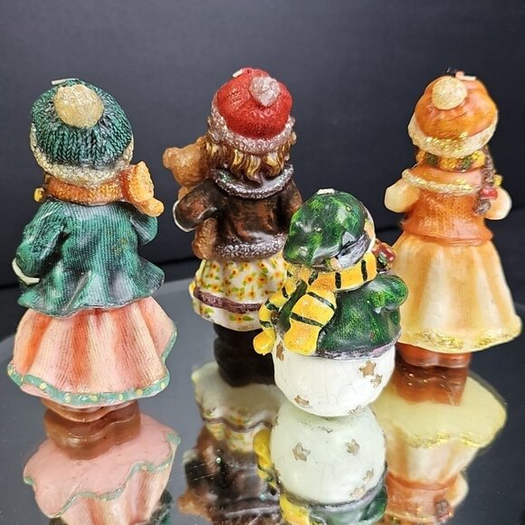 Gorgeous Candle Girls And Santa Christmas Decorations Unlit Wax Glitter Gift - Picture 8 of 10